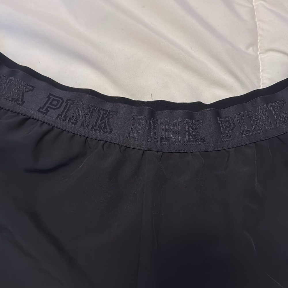 Victoria's Secret PINK Nylon Short Elastic Waistband LOGO Size Medium Black - Picture 3 of 5
